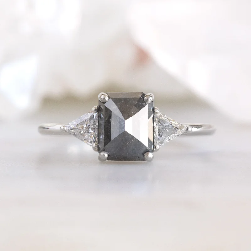 vintage art deco sapphire ring The Jade Ring | 1.35ct Emerald Cut Black Diamond in 14K White Gold vintage art deco sapphire ring The Jade Ring | 1.35ct Emerald Cut Black Diamond in 14K White Gold