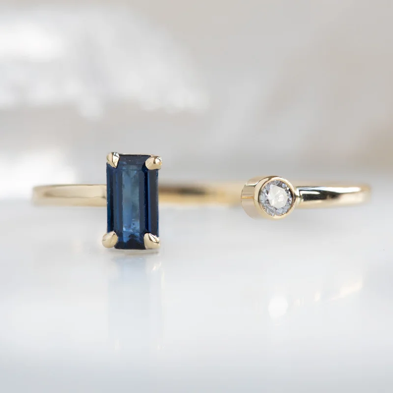 The Open Cuff Sapphire + Diamond Ring | 14K Yellow Gold