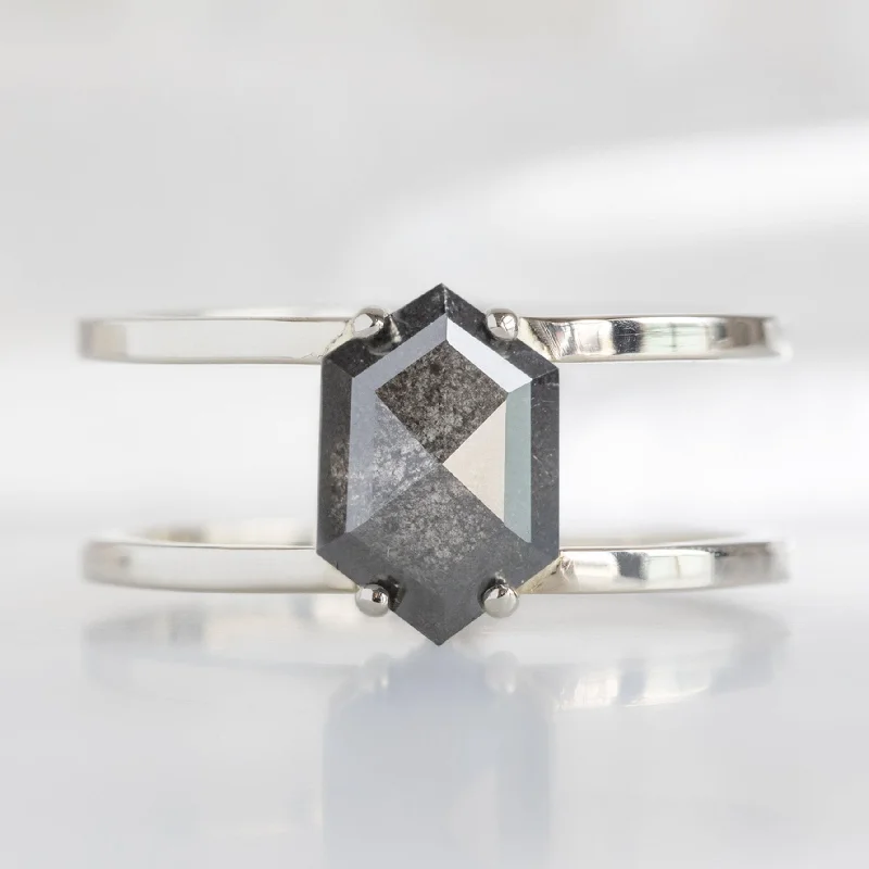 celestial star ring gold The Poppy Ring | 1.27ct Hexagon Black Diamond in 14K White Gold celestial star ring gold The Poppy Ring | 1.27ct Hexagon Black Diamond in 14K White Gold