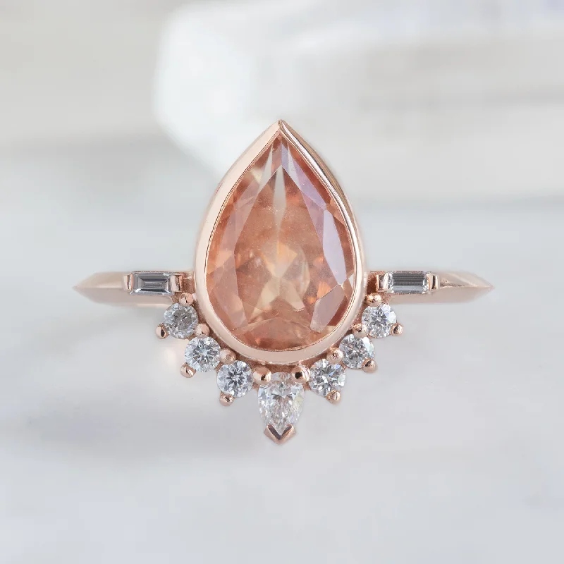 antique silver charm bracelet The Posy Ring | 1.73ct Pear Cut Sunstone  in 14K Rose Gold