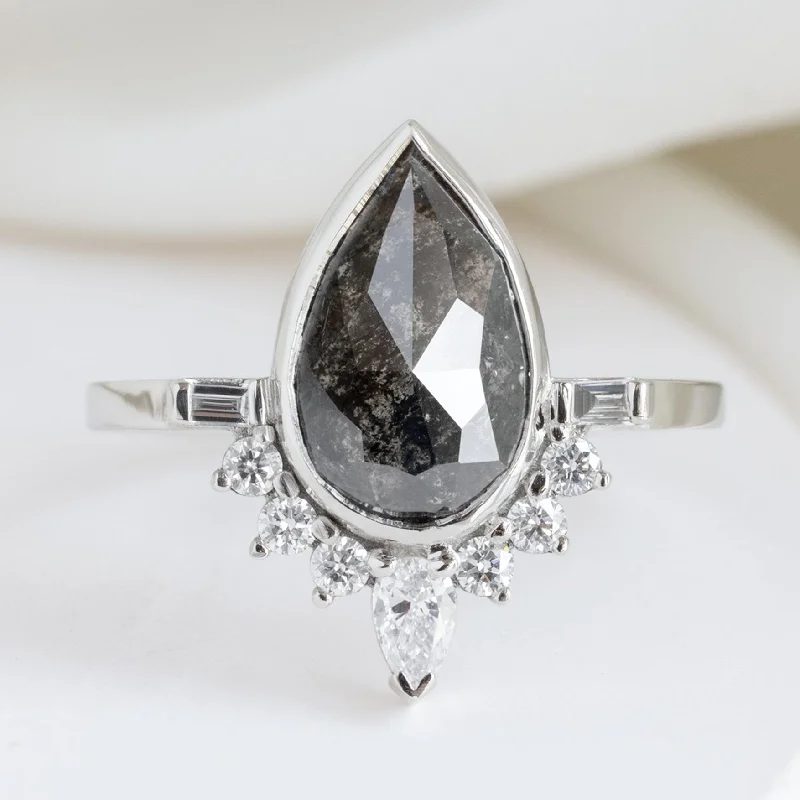 hand-stamped coordinates bracelet The Posy Luxe | 2ct Rose Cut Black Diamond in 18K White Gold hand-stamped coordinates bracelet The Posy Luxe | 2ct Rose Cut Black Diamond in 18K White Gold