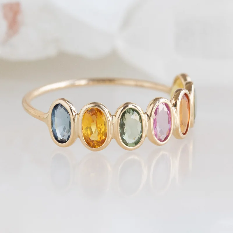 The Rainbow Gemstone Eternity Ring | 14K Yellow Gold