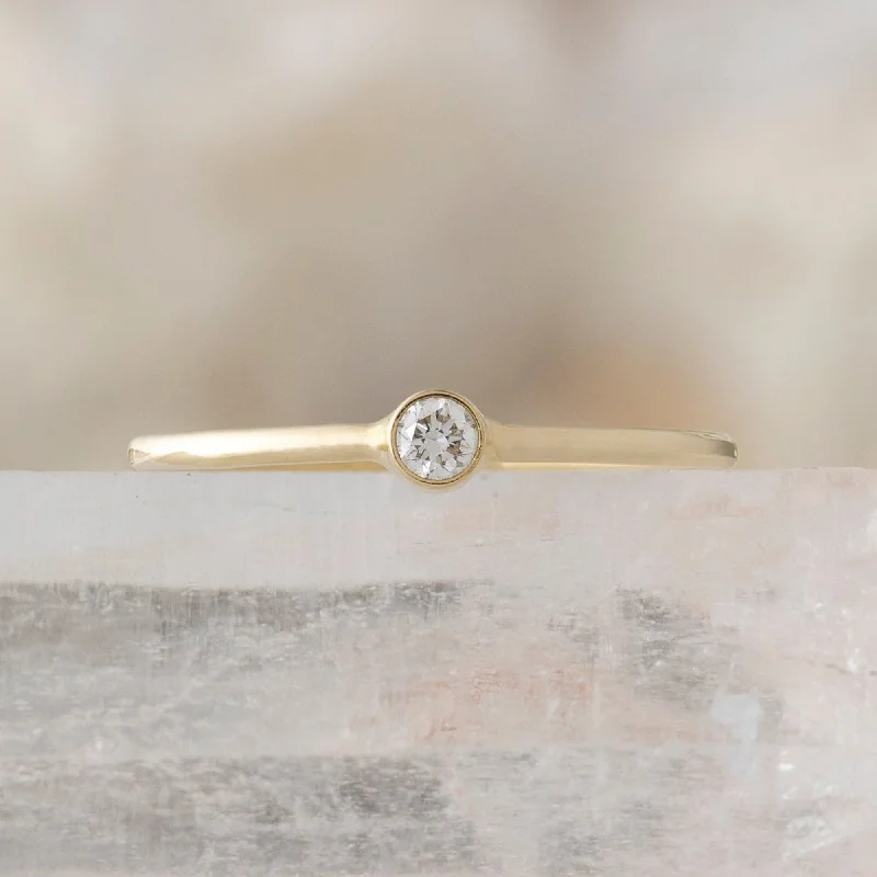 The Teensy Custom White Diamond Stacking Ring | 14K Yellow Gold