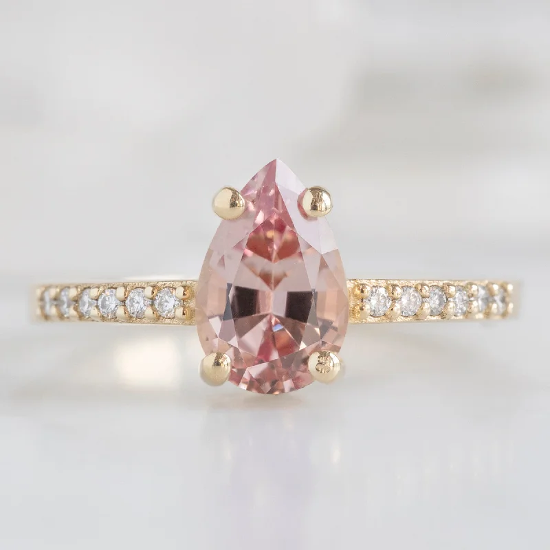 cute cat charm bracelet The Willow Ring | 1.00ct Pear Garnet in 14K Yellow Gold