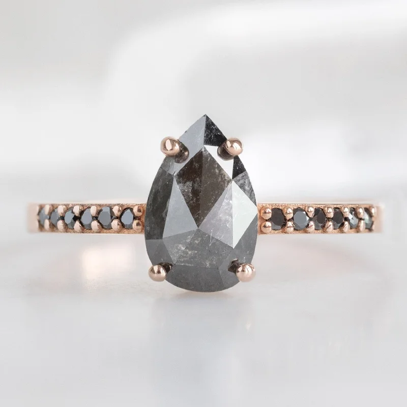 gold plated Cuban link chain The Willow Ring | 1.06ct Pear Black Diamond in 14K Rose Gold gold plated Cuban link chain The Willow Ring | 1.06ct Pear Black Diamond in 14K Rose Gold