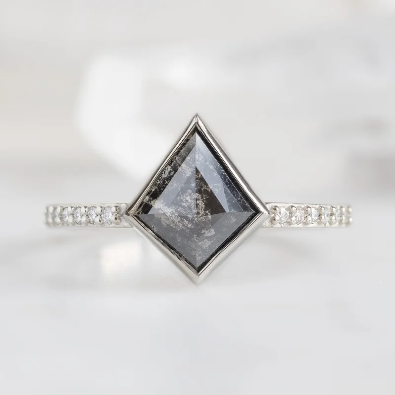 diamond halo stud earrings The Willow Ring | 1.19ct Kite Black Diamond in 14K White Gold diamond halo stud earrings The Willow Ring | 1.19ct Kite Black Diamond in 14K White Gold