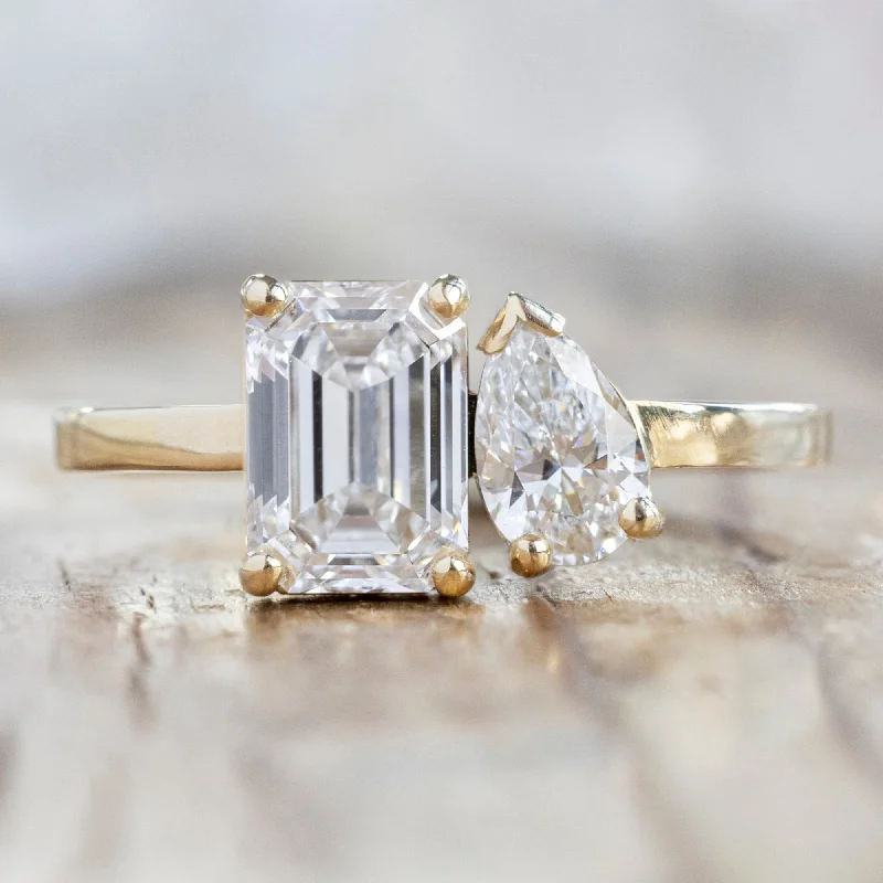 simple gold bar stud earrings The You & Me Ring | 1.25ct Emerald Cut Lab Grown Diamond in 14K Yellow Gold simple gold bar stud earrings The You & Me Ring | 1.25ct Emerald Cut Lab Grown Diamond in 14K Yellow Gold