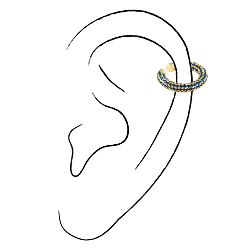 simple snake chain necklace Tinsley  CZ Ear Cuff - Sapphire