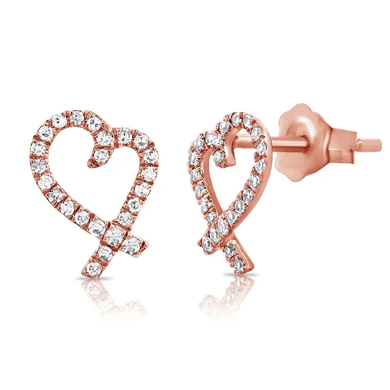 vintage-style garnet ring Trendy 14K Diamond Heart Stud