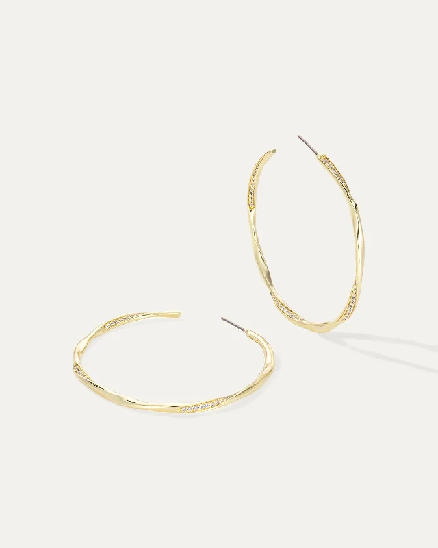 handmade raw stone engagement ring Twist Pavé Hoops