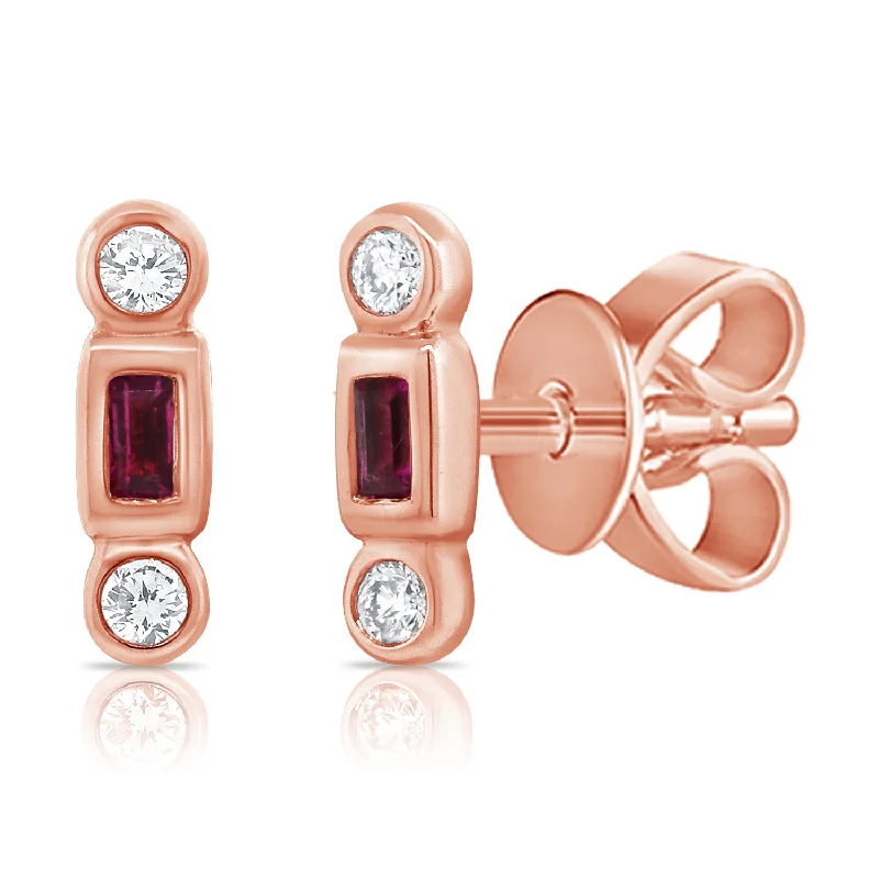 gemstone cluster earrings silver Unique Ruby & Diamond Studs