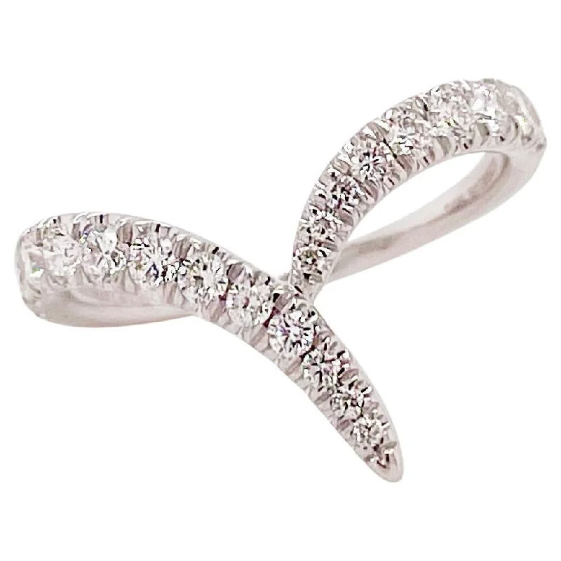 adjustable rope bracelet handmade 14k White Gold V Diamond Band