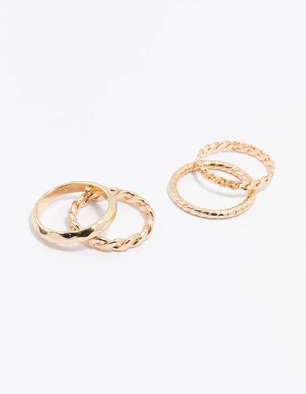 hexagon-shaped engagement ring unique Gold Croissant Ring 5-Pack