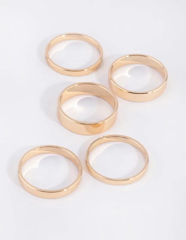 handmade braided hemp bracelet Gold Flat Band Ring 5-Pack