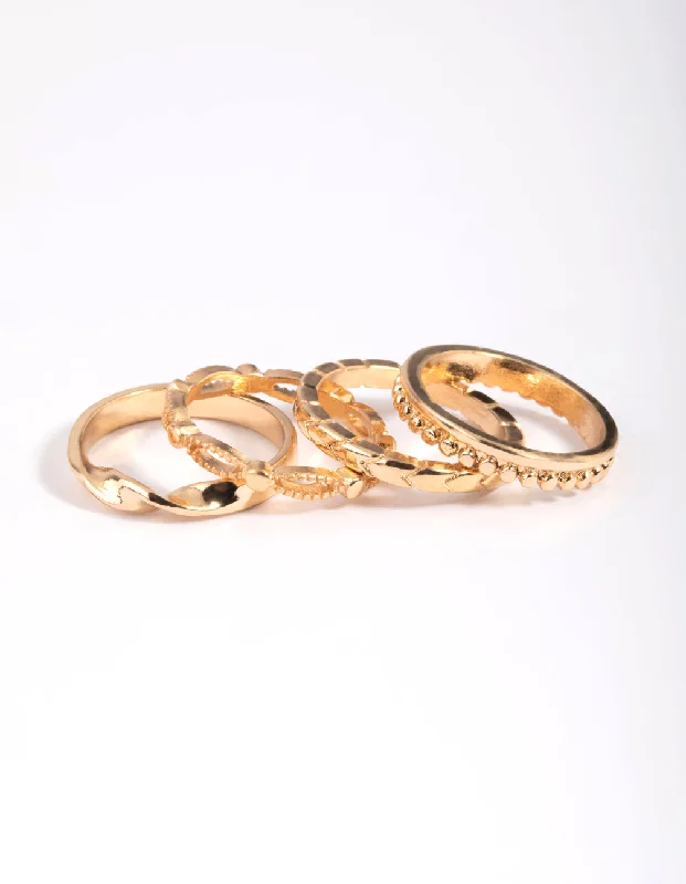 dainty beaded stretch bracelet Gold Textured Ring Stack 5-Pack