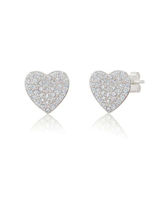 vintage rose gold cameo pendant Pave Heart Earrings Finished in Pure Platinum