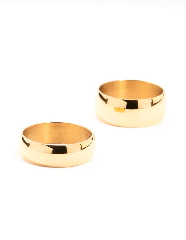 beaded wrap bracelet handmade Waterproof Gold Plated Stainless Steel Stacking Rings 2-Pack