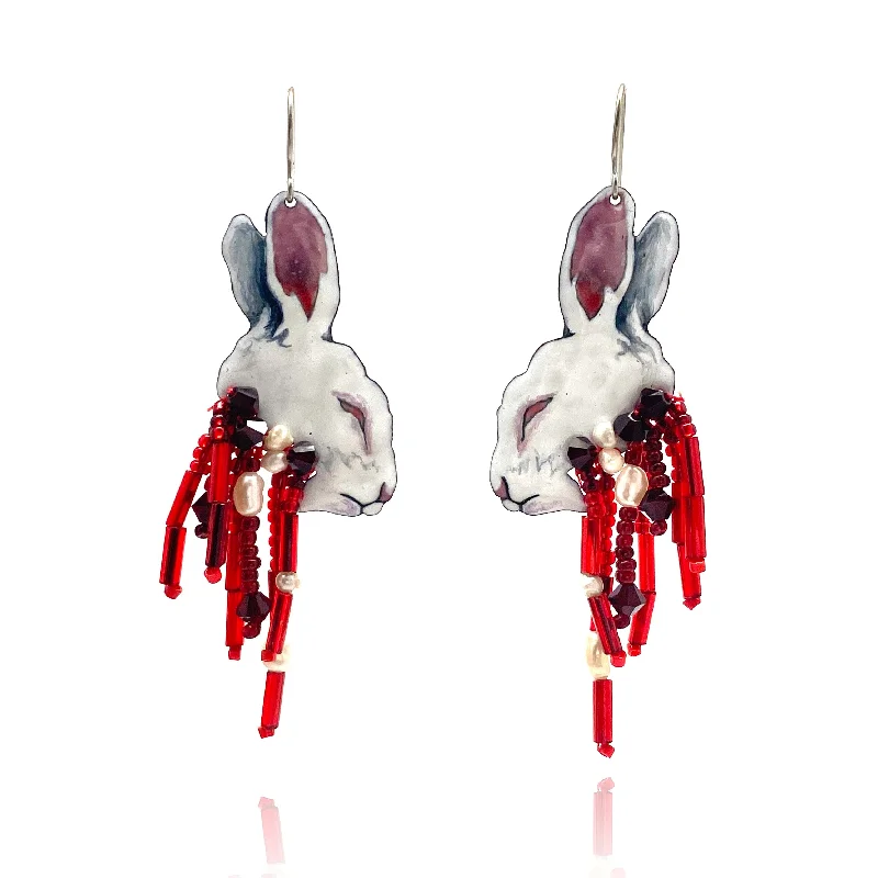 White Rabbit Roadkill Earrings