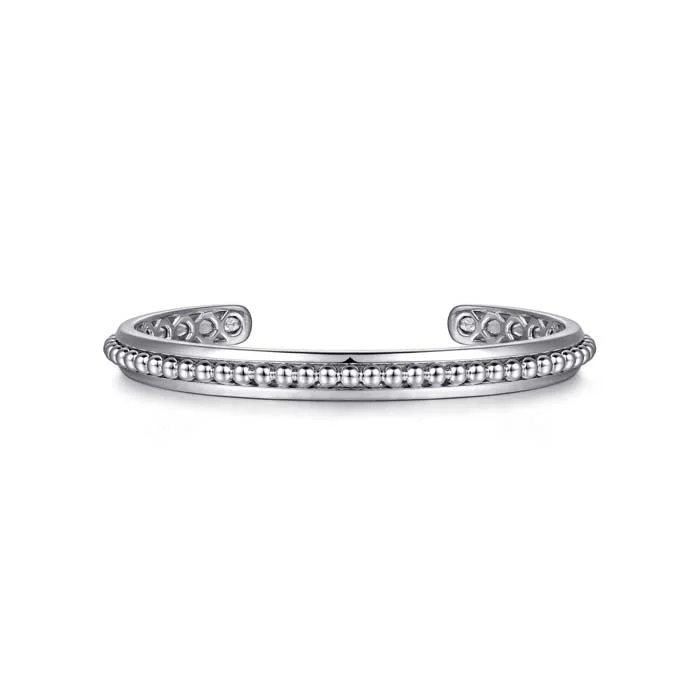 Gabriel & Co. Open Cuff "Contemporary" Bracelet with Beaded Center in Sterling Silver