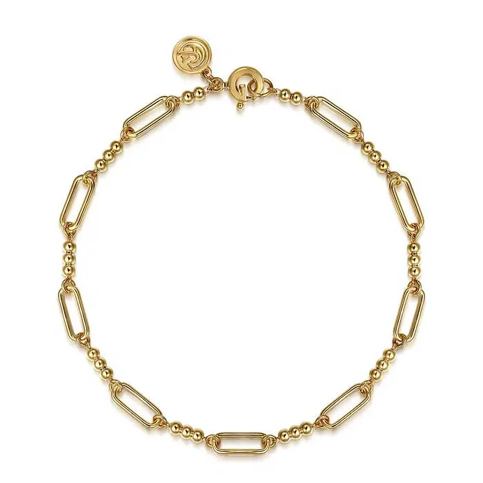 Gabriel & Co. Bujukan Beads and Link Chain Bracelet in 14K Yellow Gold