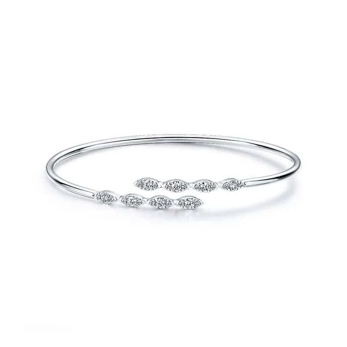 Hearts On Fire .50-.58CTW Aerial Marquis Flexi Bangle in 18K White Gold