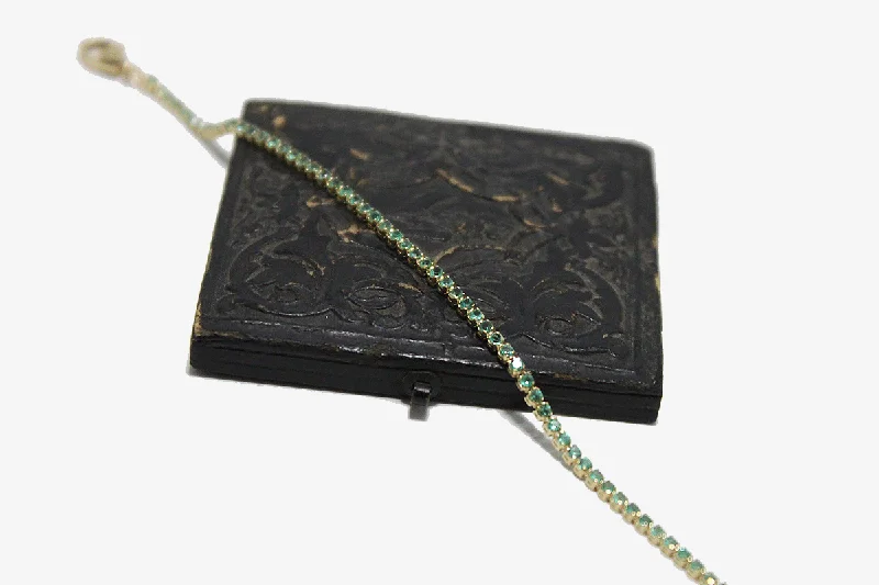 men’s beaded bracelet with charms 14k Gold Micro Emerald Tennis Bracelet