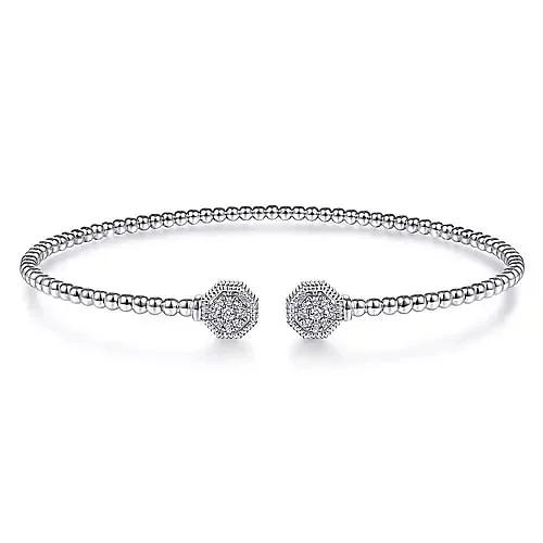 14K White Gold Bujukan Diamond Hexagon Split Bangle