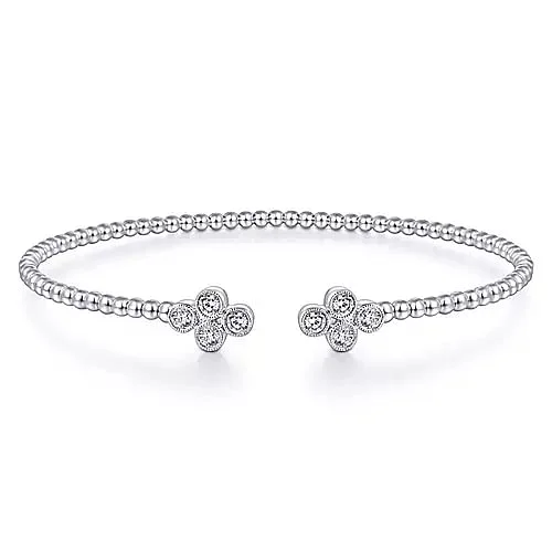 14K White Gold Bujukan Diamonds Split Bangle