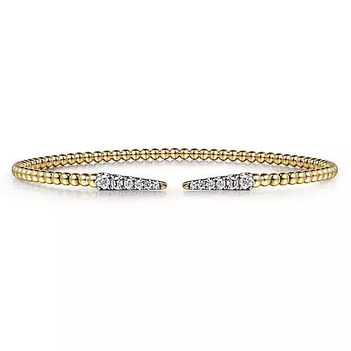 14K Yellow Gold Bujukan Diamond Spikes Split Bangle