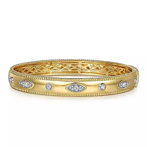 14K Yellow Gold Diamond Bujukan Bangle