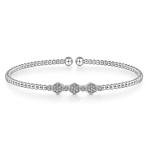 14KW Bujukan Bead and Hexagon Cluster Diamond Bangle