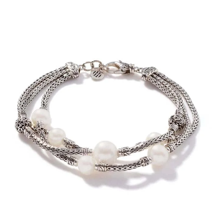 real jade jadeite bangle John Hardy Pearl Classic Chain Triple Row Bracelet in Sterling Silver
