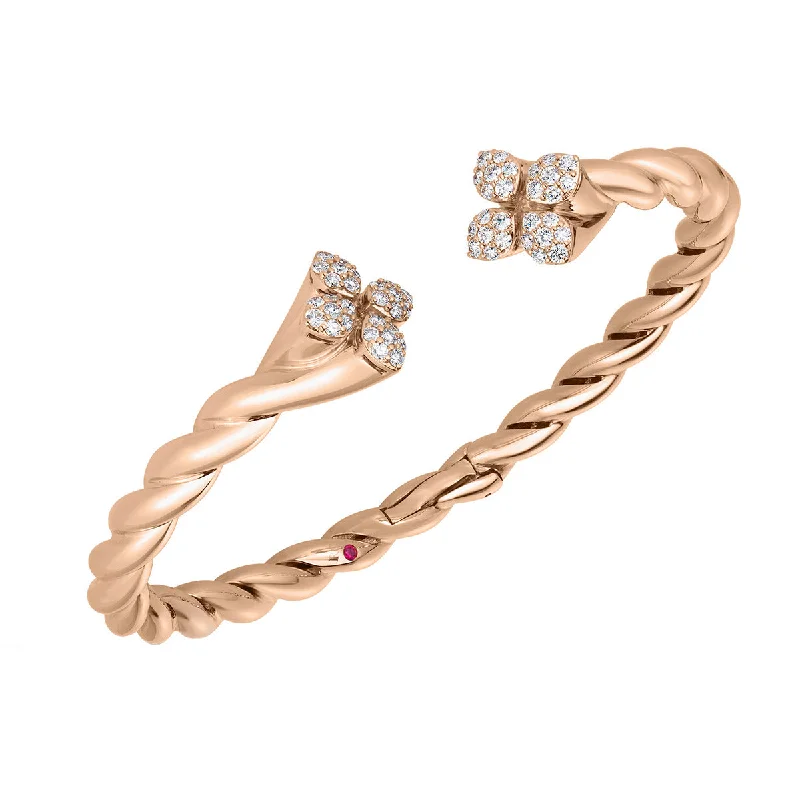 18K Rose Gold Diamond Twist Bangle