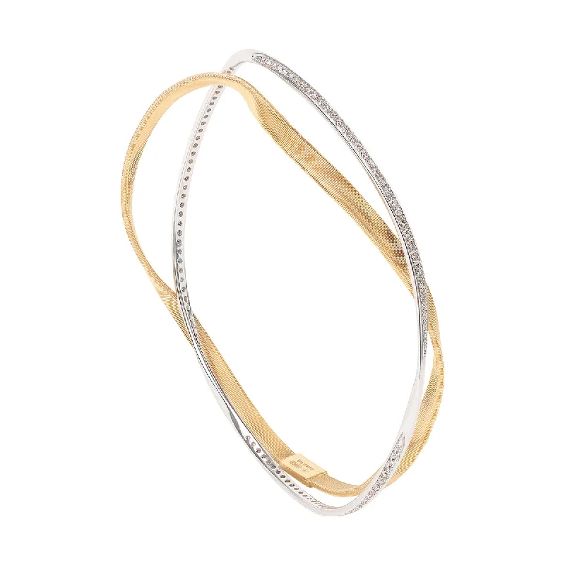 18K Yellow and White Gold Marrakech Diamond Bangle Set