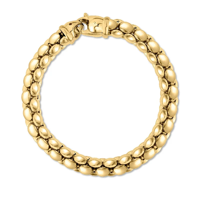 18K Yellow Designer Gold Bead Link Bracelet