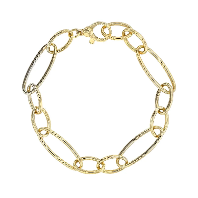 18K Yellow Gold Alternating Link Bracelet