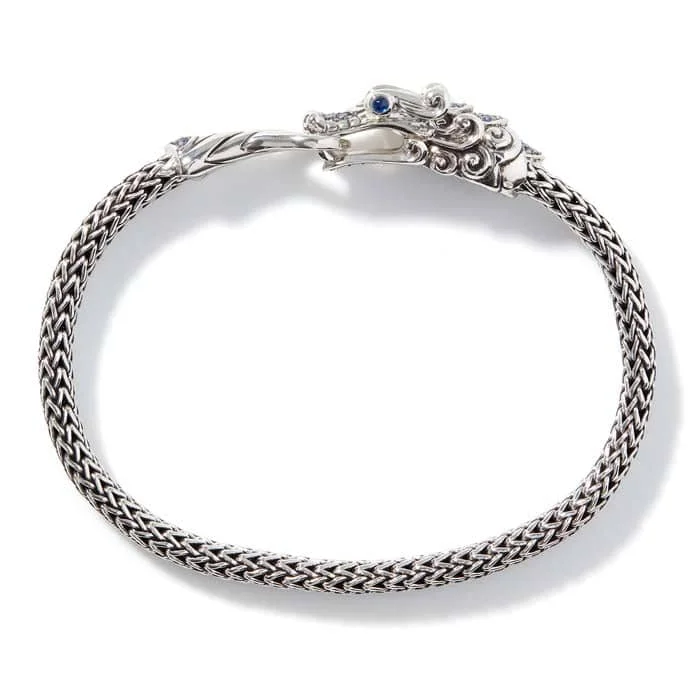 women’s leather wrap bracelet John Hardy Naga Extra-Small Bracelet with Blue Sapphire in Sterling Silver