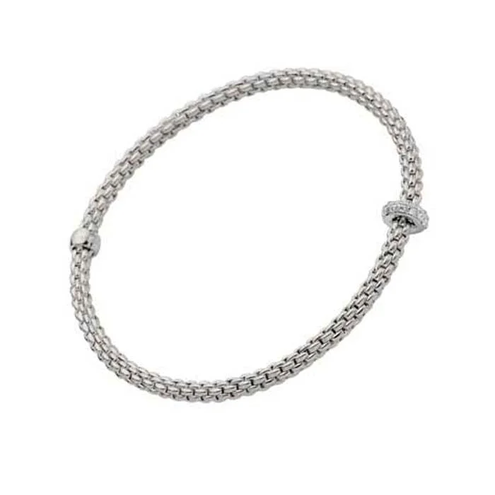 FOPE Prima Collection Flex'it Bracelet with Diamonds in 18K White Gold