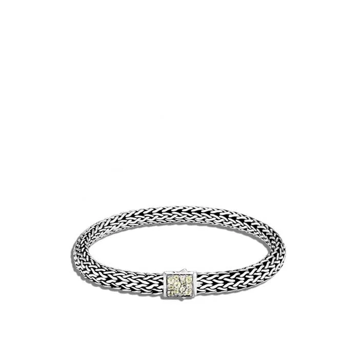 Celtic knot wedding band John Hardy Classic Chain Collection Sterling Silver Reversible Peridot and Black Sapphire Small Bracelet