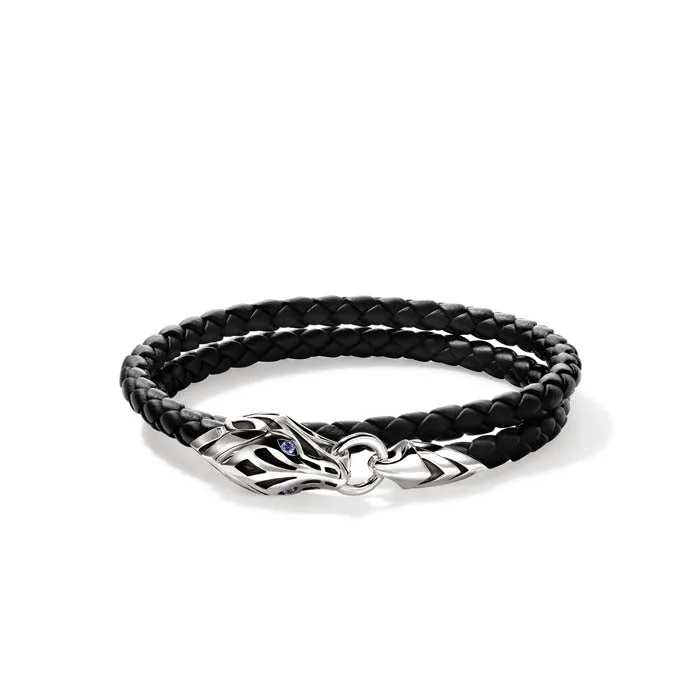 luxury diamond eternity ring John Hardy Naga Wrap Leather Bracelet in Sterling Silver