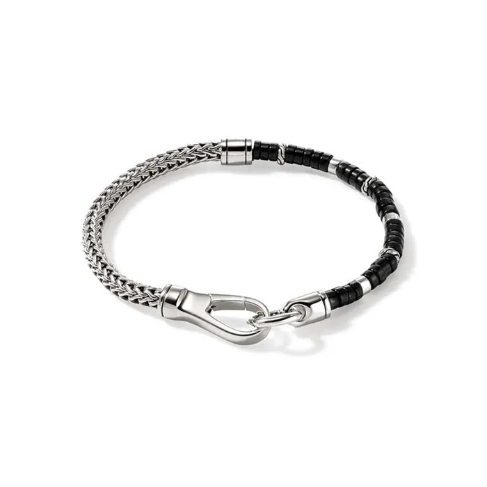 handcrafted gold stud earrings John Hardy 4MM Black Onyx Heishi Chain Bracelet in Sterling Silver