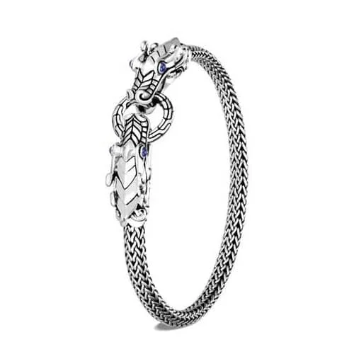 multi-gemstone eternity band John Hardy Legends Naga Double Dragon Head Bracelet in Sterling Silver