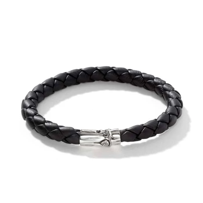 vintage-inspired gold locket John Hardy Men's Bamboo Leather Bracelet in Sterling Silver