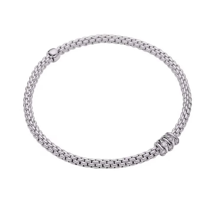 FOPE Prima Collection Flex'it Bracelet with Diamonds in 18K White Gold - Medium