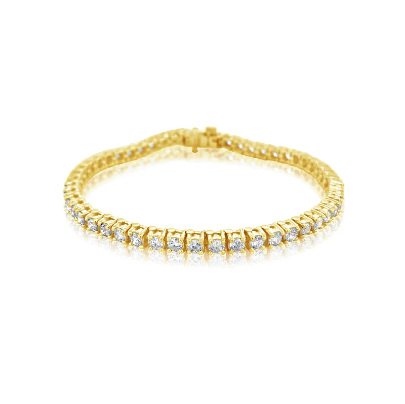 silver feather charm necklace 5.00CT Yellow Gold Diamond Tennis Bracelet
