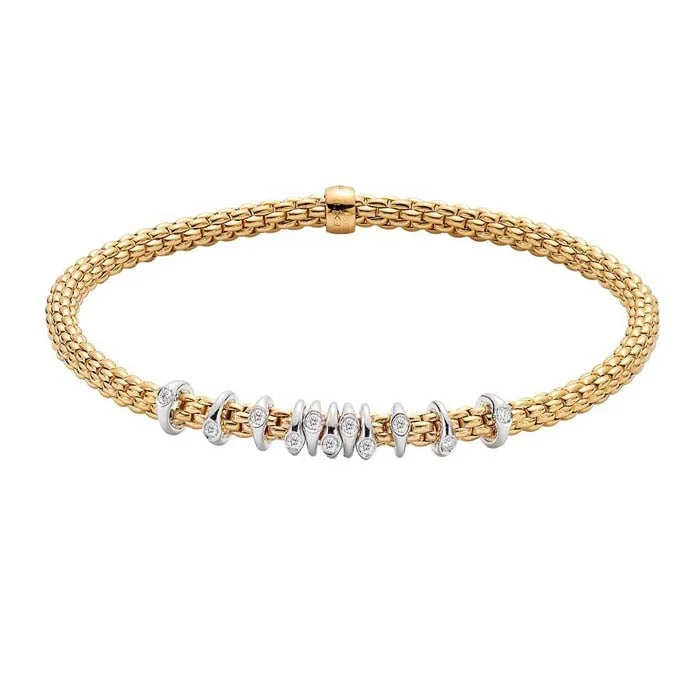 FOPE Prima Collection Flex'it Bracelet with Diamonds in 18K Yellow and White Gold