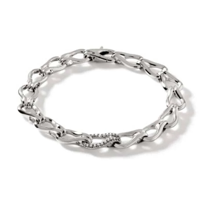 men’s silver wedding band John Hardy Surf Silver Diamond Link Bracelet in Sterling Silver