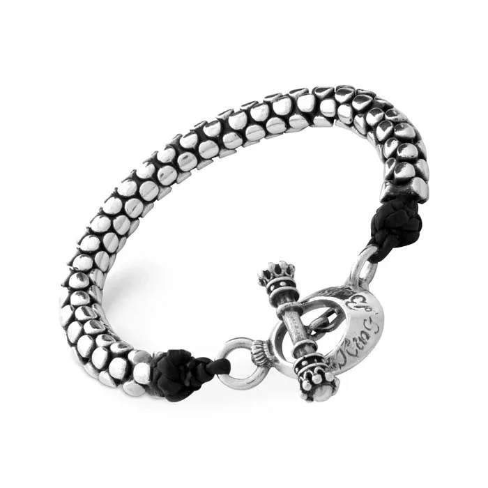 sterling silver lotus ring King Baby Dot "Snake" Chain and leather Toggle Bracelet in Sterling Silver sterling silver lotus ring King Baby Dot "Snake" Chain and leather Toggle Bracelet in Sterling Silver