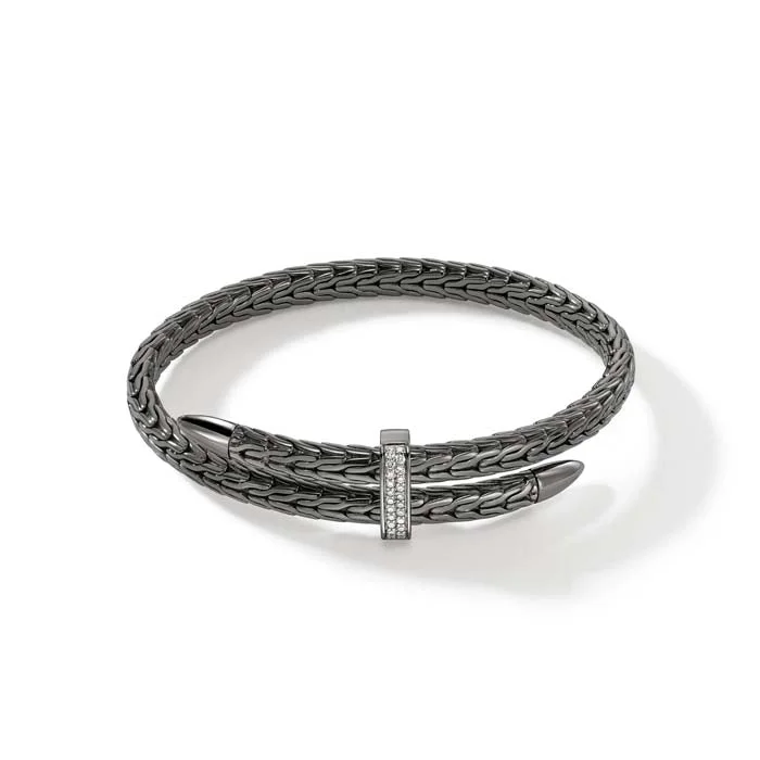 large statement turquoise ring John Hardy Spear Cuff in Dark Silver and Diamonds