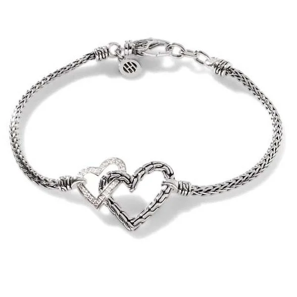 minimalist gold square earrings John Hardy .11CTW Classic Chain Manah Diamond Pave' Interlocking Heart Bracelet in Sterling Silver